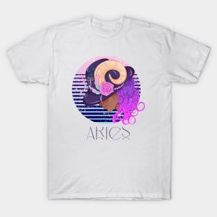 Aries Zodiac Sign | Circle Beautiful Girl T-Shirt